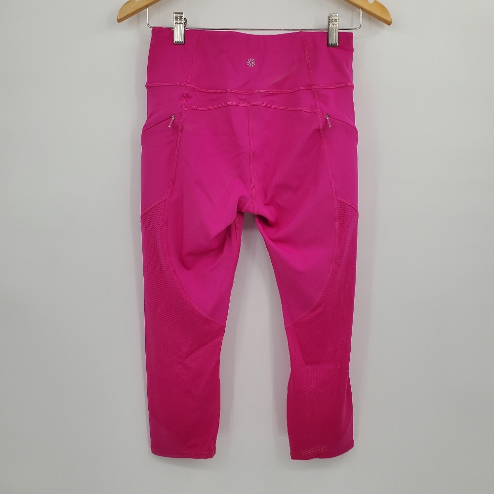 ◇◇ Athleta Mesh Power Contender Capri Leggings Electric Fuschia Size Size Small - Picture 10 of 12